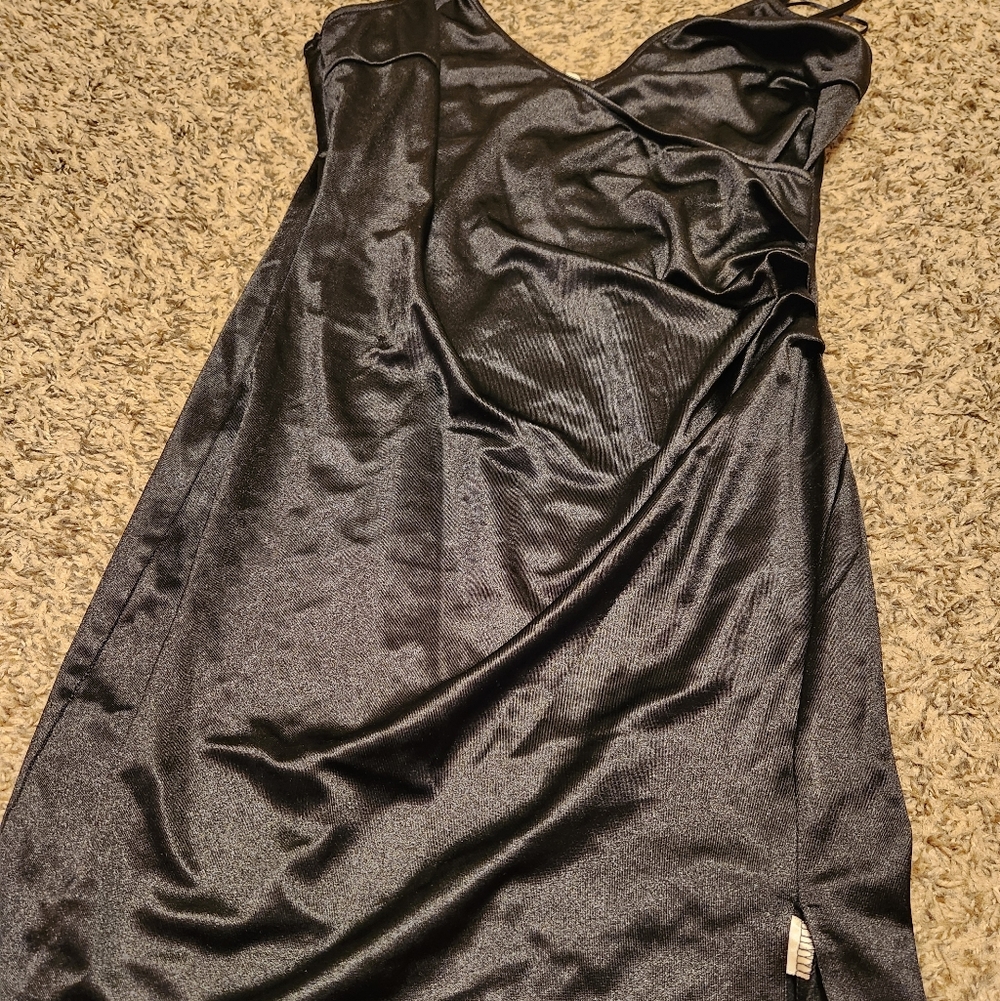 Inspired Hearts Black Satin Backless Dress
